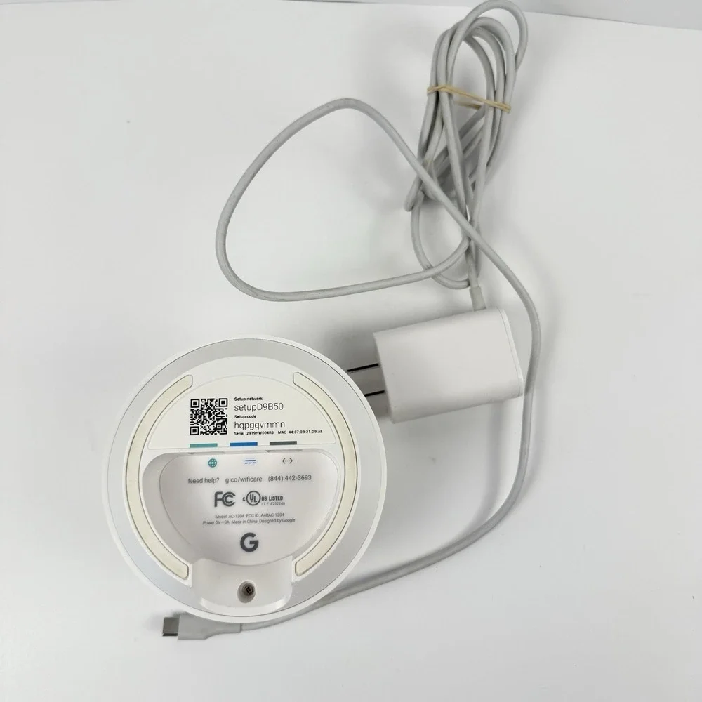 Google WIFI Access Point Router AC-1304 WIFI Google Mesh w/ Power Cord Tested